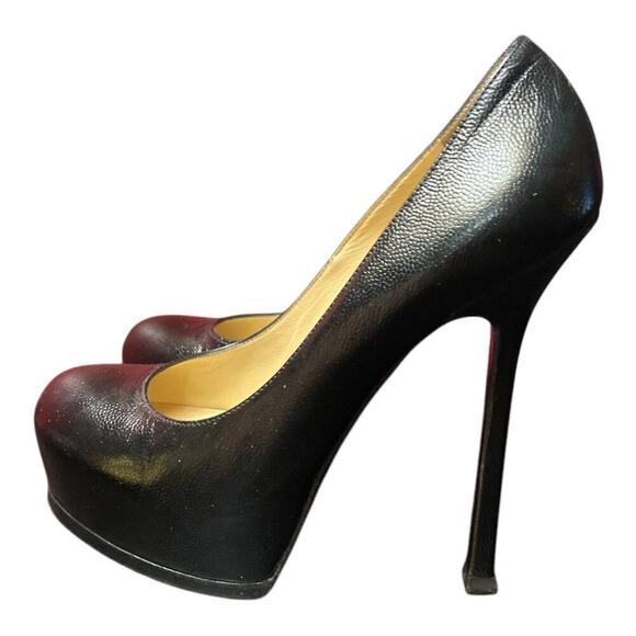 YSL Yves Saint Laurent Embossed Leather Pumps Heels Black 37 (7 US)  $795 - Picture 6 of 13